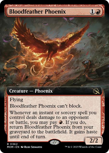 [362]【EN】【FOIL】■拡張アート■血羽根のフェニックス/Bloodfeather Phoenix【MOM】[R][赤]