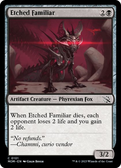[101]【EN】【FOIL】刻まれた使い魔/Etched Familiar【MOM】[C][黒]
