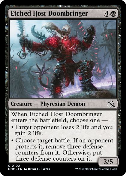 [102]【EN】【FOIL】刻印の徒党の破滅運び/Etched Host Doombringer【MOM】[C][黒]