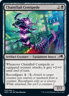 [090]【EN】【FOIL】百節棍のムカデ/Chainflail Centipede【NEO】[C][黒]