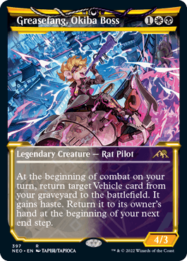 [397]【EN】【FOIL】■ショーケース■大牙勢団の総長、脂牙/Greasefang, Okiba Boss【NEO】[R][多色]