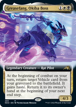 [485]【EN】【FOIL】■拡張アート■大牙勢団の総長、脂牙/Greasefang, Okiba Boss【NEO】[R][多色]