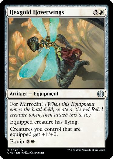 [014]【EN】【FOIL】呪い金の浮遊翼/Hexgold Hoverwings【ONE】[U][白]
