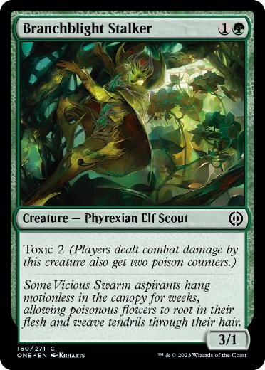 [160]【EN】【FOIL】枝枯らしの忍び寄り/Branchblight Stalker【ONE】[C][緑]