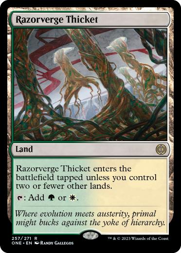 [257]【EN】【FOIL】剃刀境の茂み/Razorverge Thicket【ONE】[R][土地]