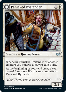 [028]【EN】【FOIL】動揺する傍観者/Panicked Bystander【VOW】[U][白]