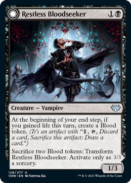 [128]【EN】【FOIL】眠れぬ求血者/Restless Bloodseeker【VOW】[U][黒]