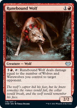 [176]【EN】【FOIL】ルーン縛りの狼/Runebound Wolf【VOW】[U][赤]
