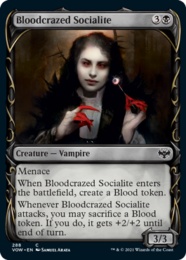 [288]【EN】【FOIL】■ショーケース■血に狂った社交家/Bloodcrazed Socialite【VOW】[C][黒]