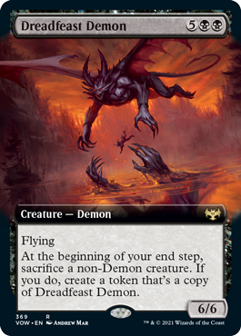 [369]【EN】【FOIL】■拡張アート■戦慄宴の悪魔/Dreadfeast Demon【VOW】[R][黒]