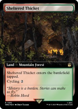 [1105]【EN】【サージFOIL】■拡張アート■隠れた茂み/Sheltered Thicket【WHO】[R][土地]