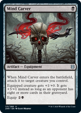 [113]【EN】精神削りの刃/Mind Carver【ZNR】[U][黒]