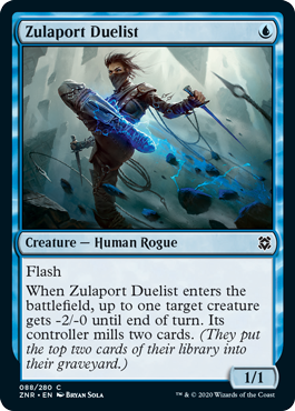 [088]【EN】【FOIL】ズーラポートの決闘者/Zulaport Duelist【ZNR】[C][青]