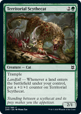 [213]【EN】【FOIL】縄張り持ちの大鎌猫/Territorial Scythecat【ZNR】[C][緑]