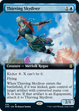 [335]【EN】【FOIL】■拡張アート■泥棒スカイダイバー/Thieving Skydiver【ZNR】[R][青]