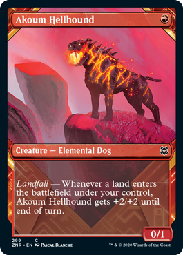 [299]【EN】【FOIL】■ショーケース■アクームのヘルハウンド/Akoum Hellhound【ZNR】[C][赤]