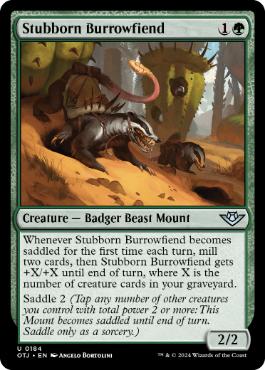 [184]【EN】頑固な穴掘り悪鬼/Stubborn Burrowfiend【OTJ】[U][緑]