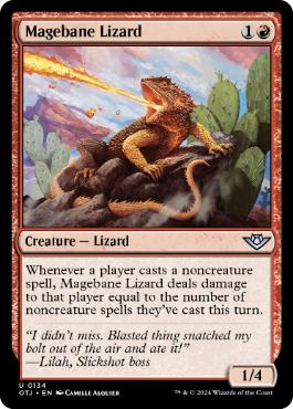 [134]【EN】【FOIL】魔道士封じのトカゲ/Magebane Lizard【OTJ】[U][赤]
