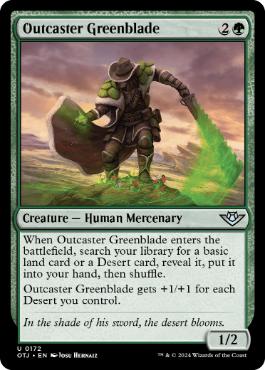 [172]【EN】【FOIL】荒野無頼団の緑刃/Outcaster Greenblade【OTJ】[U][緑]