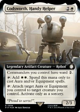 [894]【EN】【サージFOIL】■拡張アート■有能な執事、コズワース/Codsworth, Handy Helper【PIP】[R][白]