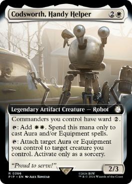 [366]【EN】【FOIL】■拡張アート■有能な執事、コズワース/Codsworth, Handy Helper【PIP】[R][白]
