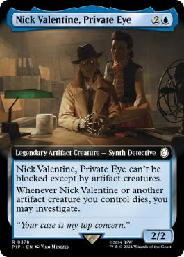 [378]【EN】【FOIL】■拡張アート■私立探偵、ニック・バレンタイン/Nick Valentine, Private Eye【PIP】[R][青]