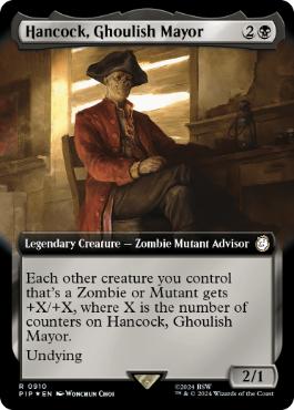 [910]【EN】【サージFOIL】■拡張アート■グールの市長、ハンコック/Hancock, Ghoulish Mayor【PIP】[R][黒]