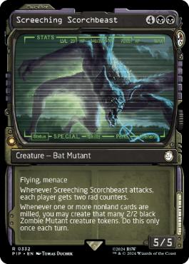 [332]【EN】【FOIL】■ショーケース■金切り声のスコーチビースト/Screeching Scorchbeast【PIP】[R][黒]