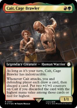 [937]【EN】【サージFOIL】■拡張アート■ケージ・ファイター、ケイト/Cait, Cage Brawler【PIP】[R][多色]