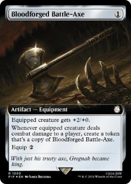 [1009]【EN】【サージFOIL】■拡張アート■血鍛冶の戦斧/Bloodforged Battle-Axe【PIP】[R][茶]