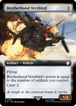 [431]【EN】【FOIL】■拡張アート■ブラザーフッド・ベルチバード/Brotherhood Vertibird【PIP】[R][茶]