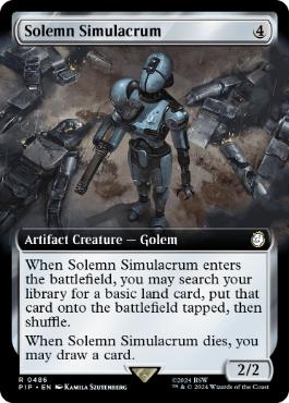[486]【EN】【FOIL】■拡張アート■真面目な身代わり/Solemn Simulacrum【PIP】[R][茶]