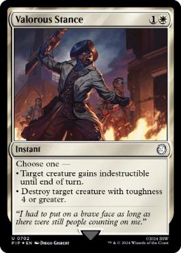 [702]【EN】【サージFOIL】勇敢な姿勢/Valorous Stance【PIP】[U][白]