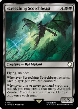 [577]【EN】【サージFOIL】金切り声のスコーチビースト/Screeching Scorchbeast【PIP】[R][黒]