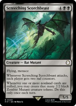 [049]【EN】【FOIL】金切り声のスコーチビースト/Screeching Scorchbeast【PIP】[R][黒]
