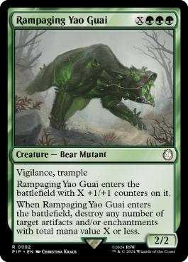 [082]【EN】【FOIL】暴れ狂うヤオ・グアイ/Rampaging Yao Guai【PIP】[R][緑]