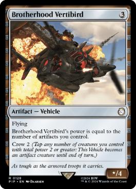 [128]【EN】【FOIL】ブラザーフッド・ベルチバード/Brotherhood Vertibird【PIP】[R][茶]