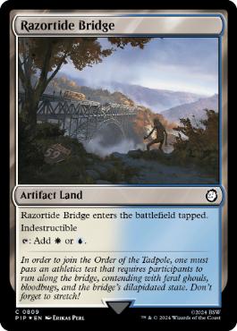 [809]【EN】【サージFOIL】剃刀潮の橋/Razortide Bridge【PIP】[C][土地]