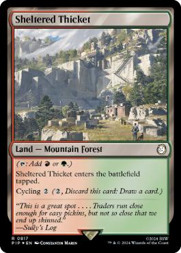 [817]【EN】【サージFOIL】隠れた茂み/Sheltered Thicket【PIP】[R][土地]