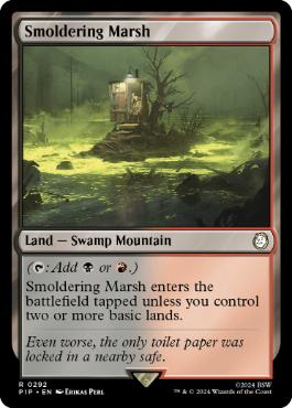 [292]【EN】【FOIL】燻る湿地/Smoldering Marsh【PIP】[R][土地]