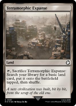 [841]【EN】【サージFOIL】広漠なる変幻地/Terramorphic Expanse【PIP】[C][土地]