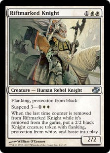 [021]【EN】【FOIL】裂け目抜けの騎士/Riftmarked Knight【PLC】[U][白]