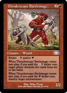 [075]【EN】【FOIL】雷景学院の戦闘魔道士/Thunderscape Battlemage【PLS】[U][赤]