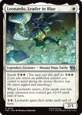 [016]【EN】【FOIL】青を纏うリーダー、レオナルド/Leonardo, Leader in Blue【TMT】[U][白]