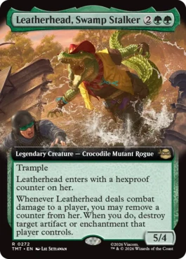 [272]【EN】【FOIL】■拡張アート■沼地のハンター、レザーヘッド/Leatherhead, Swamp Stalker【TMT】[R][緑]