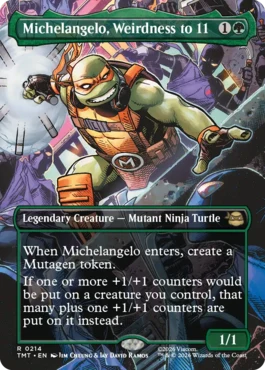 [214]【EN】【FOIL】■ボーダーレス■ぶっとび全開、ミケランジェロ/Michelangelo, Weirdness to 11【TMT】[R][緑]