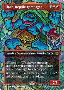 [208]【EN】【FOIL】■ボーダーレス■破天荒爬虫類、スラッシュ/Slash, Reptile Rampager【TMT】[R][赤]