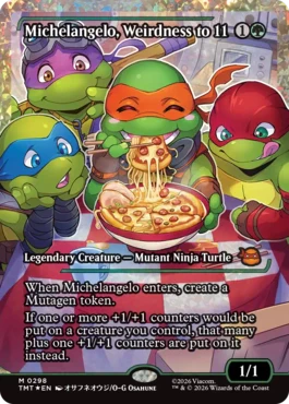 [298]【EN】【フラクチャーFOIL】■ショーケース■ぶっとび全開、ミケランジェロ/Michelangelo, Weirdness to 11【TMT】[M][緑]