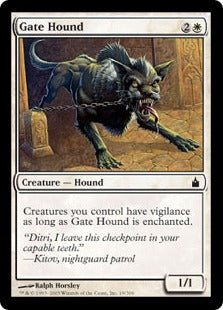 [019]【EN】【FOIL】門番の猟犬/Gate Hound【RAV】[C][白]