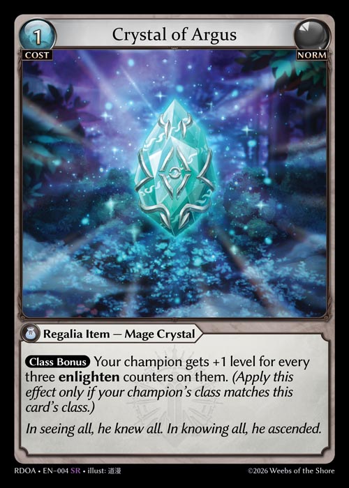 [004]【EN】【FOIL】Crystal of Argus【RDOA】[SR][Norm]